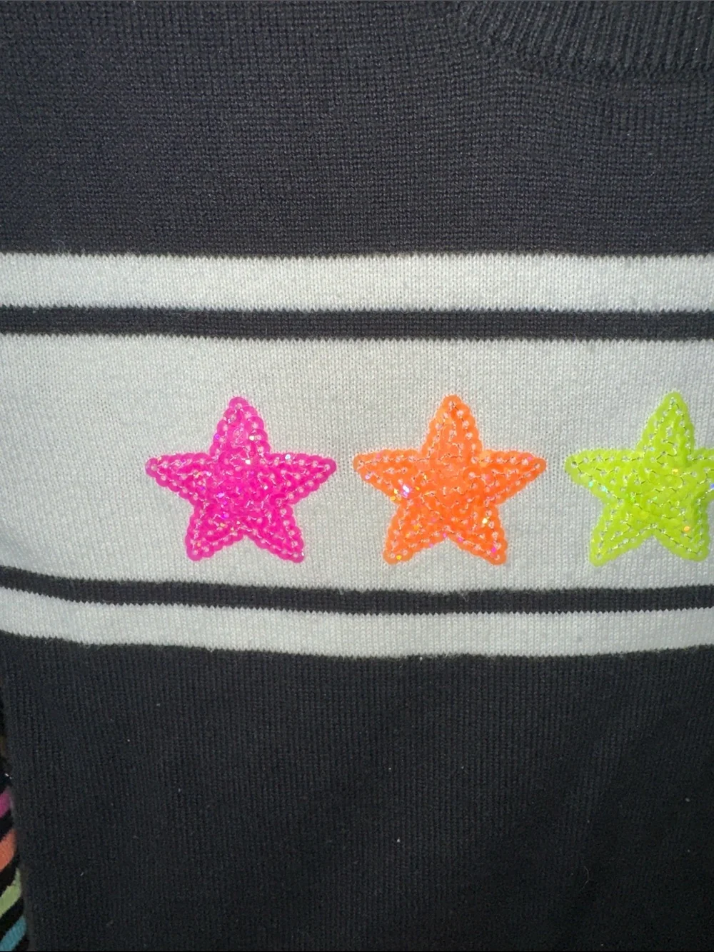 🎉The Children's Place Black Sweater with Rainbow Star Accents S(5/6) B224
